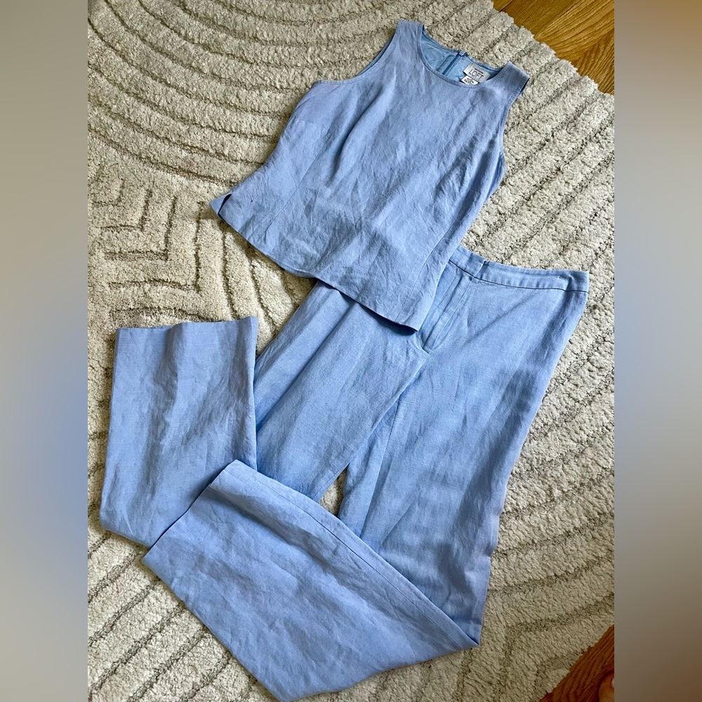 Vintage LOFT Blue 2 Piece Linen Set size 0